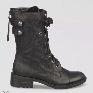 Sam Edelman Darwin Black Leather Lace-Up Combat Boots size 9.5